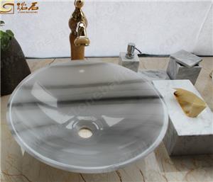 Lavabo redondo de baño de mármol blanco Queen