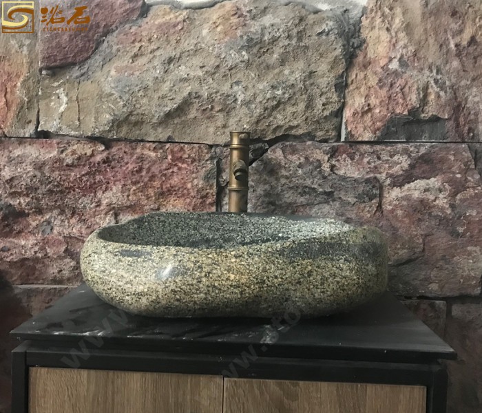 Grey River Cobble Stone Bathroom Sink
