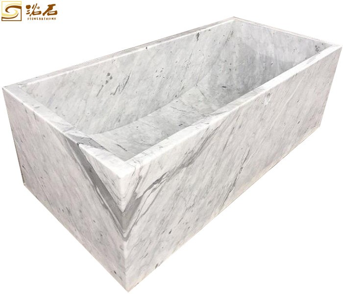 Carrara White Marble Rectangle Bathroom Tub