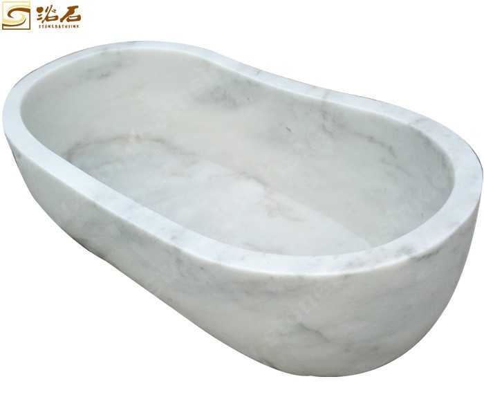 Китай Мраморная отдельно стоящая ванна Bianco Carrara из мрамора на заказ, производитель
