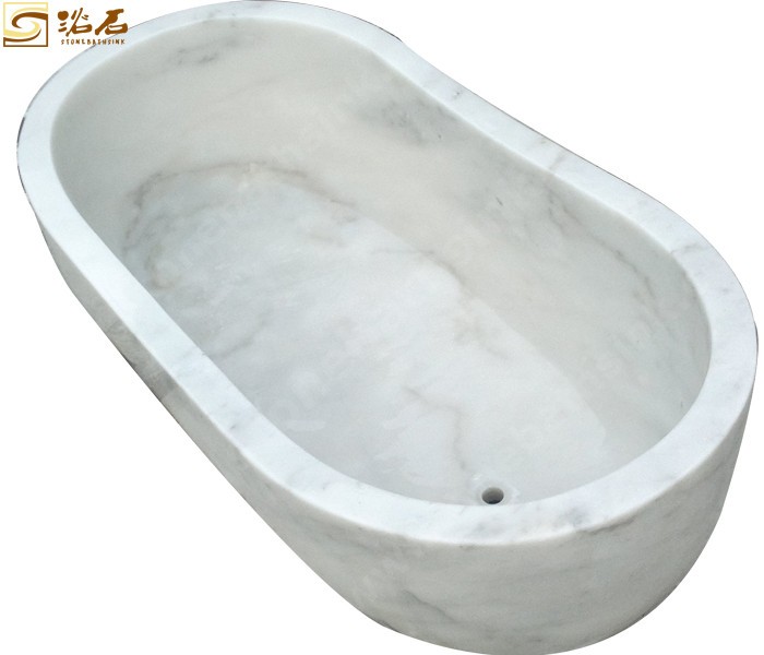 Китай Мраморная отдельно стоящая ванна Bianco Carrara из мрамора на заказ, производитель