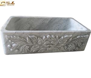 Italia Carrara mármol blanco Farmhouse fregadero Signle Bowl
