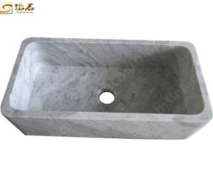 Fregadero de cocina de mármol blanco con un solo tazón