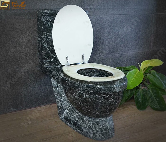 Big Flower Green Marble Toilet