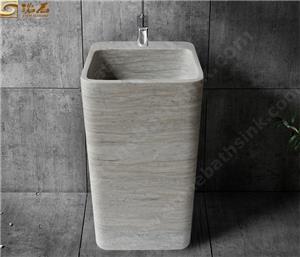 Fregadero de pedestal de mármol de madera gris