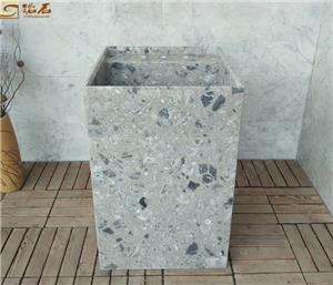 Fregadero independiente de mármol terrazo gris