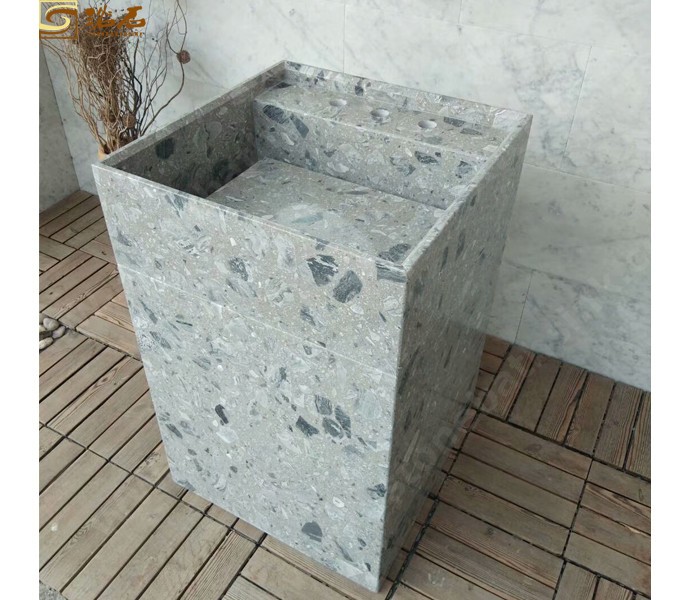 Grey Terrazzo Marble Free Standing Sink