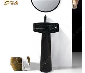 Nero Marquina Marble Pedestal Sink