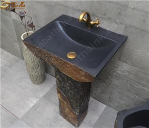 Fregadero de pedestal de basalto negro