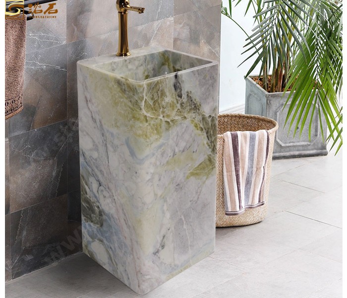 Cold Emerald Marble Pedestal Sink