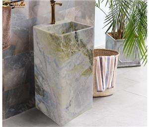 Fregadero de pedestal de mármol esmeralda frío