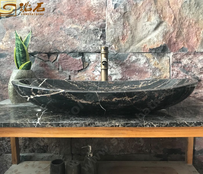 China Golden Flower Marble Sink