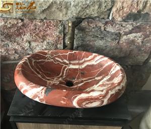China Lavabo de baño de mármol rojo