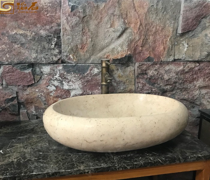 Classica Beige Marble Oval Sink Polished