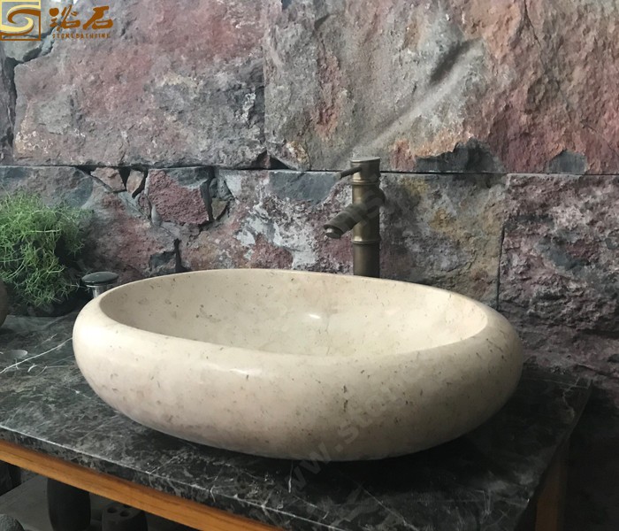 Classica Beige Marble Oval Sink Polished