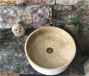 Lavabo de baño de mármol beige Classica