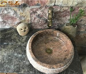 Lavabo de baño de mármol marrón café