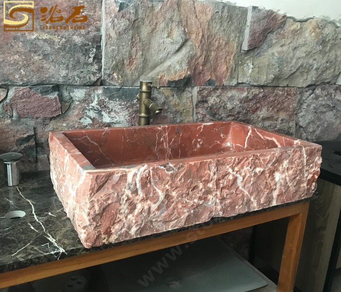 Китай Раковина для ванной комнаты из мрамора China Red Alicante, производитель