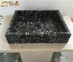 Lavabo de baño de mármol Fossil Seashell