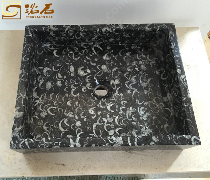 Китай Раковина для ванной комнаты из мрамора Fossil Seashell, производитель