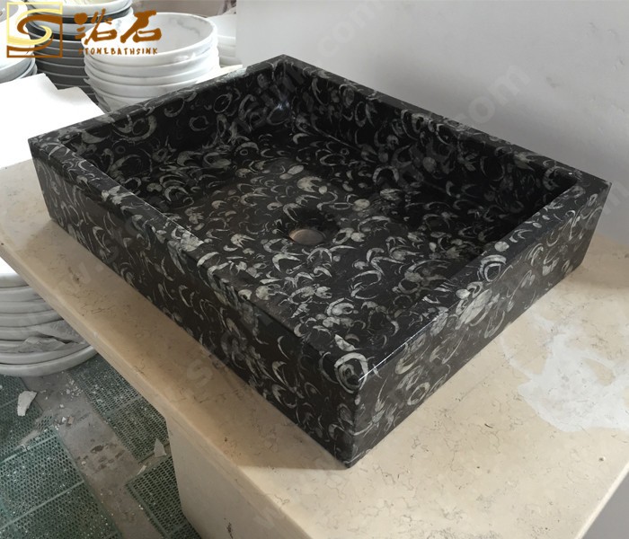 Китай Раковина для ванной комнаты из мрамора Fossil Seashell, производитель