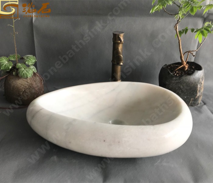 China Snow White Marble Oval Sink
