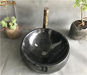 Lavabo de baño de mármol negro Marquina