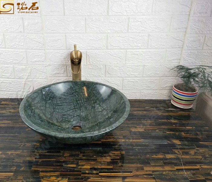 Indian Green Marble Round Sink