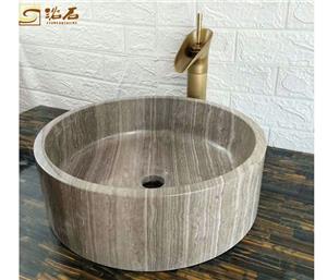 Lavabo de mármol gris de madera