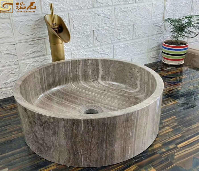 Wooden Grey Marble Washbasin