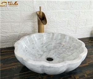 Fregadero de arte de mármol blanco de Carrara