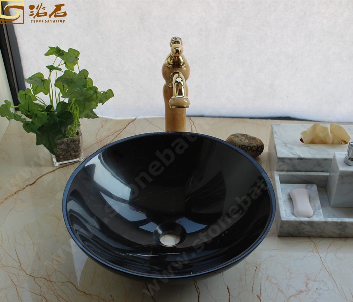 Black Marquina Marble Round Sink