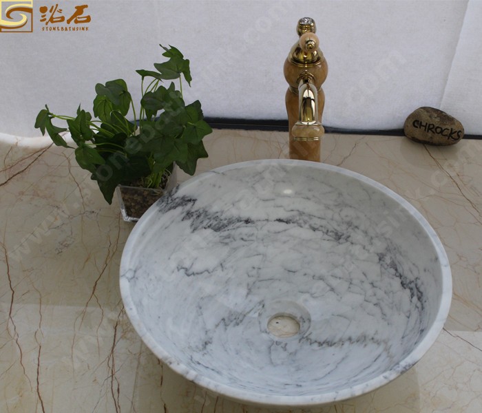 Carrara Whtie Marble Round Sink