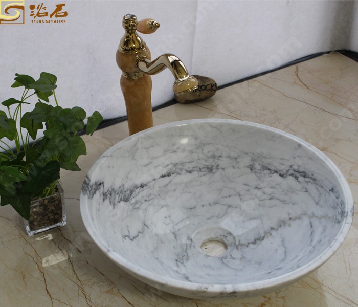 Carrara Whtie Marble Round Sink