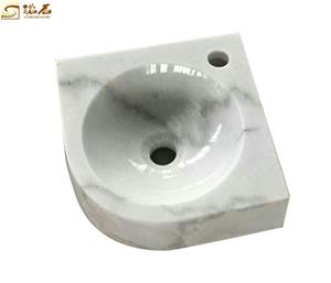 Fregadero de esquina de lavabo montado en la pared de mármol blanco de Guangxi