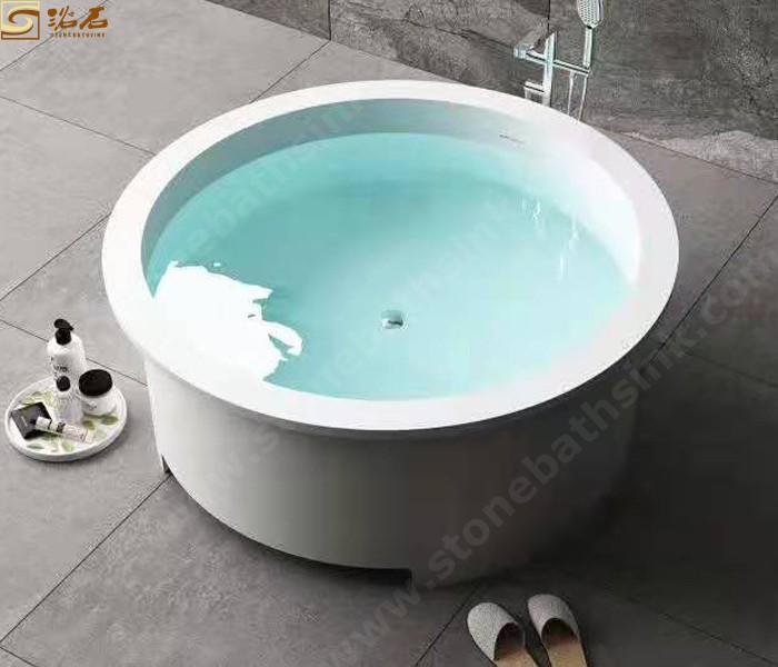 אמבטיה מאבן משטח יוקרתית לבנה עגולה