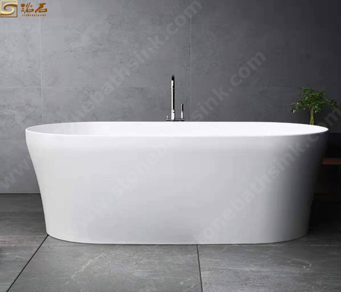 Vasche da bagno autoportanti in pietra artificiale bianca