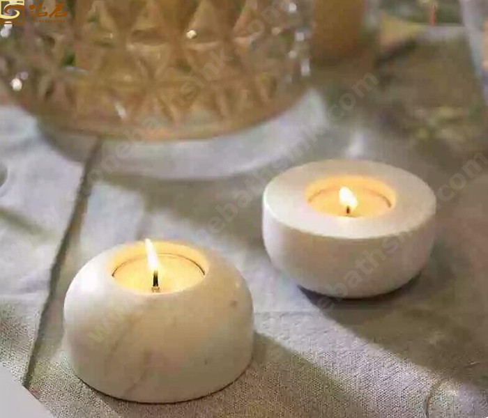 Kerzenhalter aus weißem Marmor von Bianco Carrara