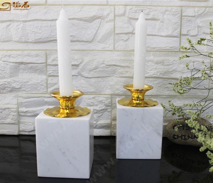 Italy Carrara White Marble Candle Holder
