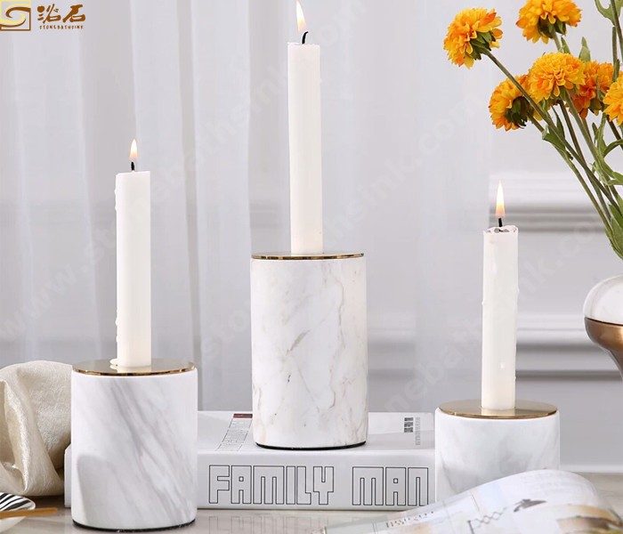 Carrara White Marble Stone Candle Holder
