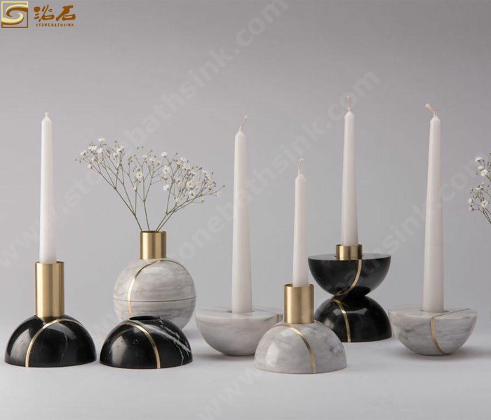 Guangxi White Marble Candle Holders