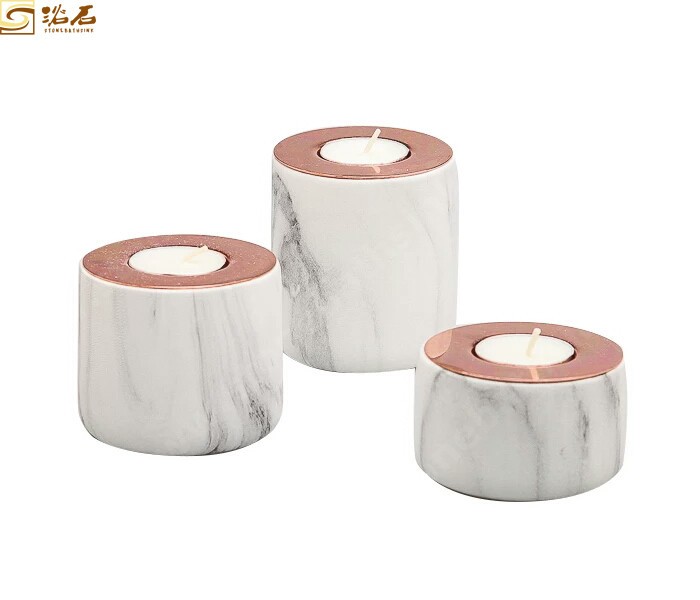 White Marble Candle Holders