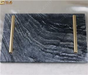 Fuente rectangular de mármol de madera antigua