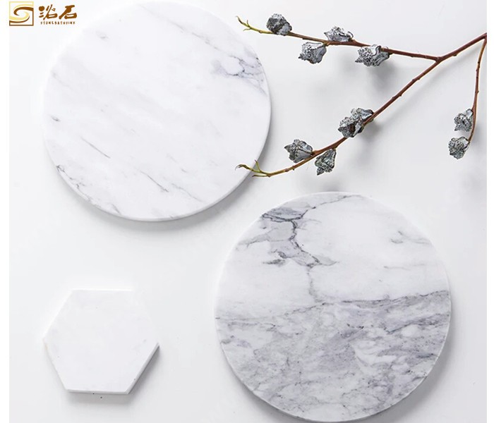Bianco Carrara White Marble Platter and Dish