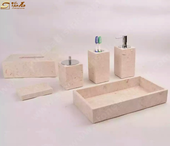 Beige Marble Bathroom Accessories Sets