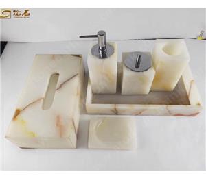 Witte Onyx badkameraccessoires schotelset