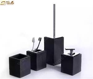 Shanxi zwart granieten toiletborstelsets