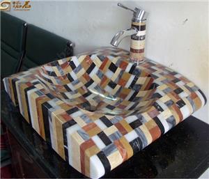 Czerwony + Whiate + Black + Beige Mosaic Umywalka