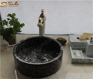 China Hang Lavabo sobre encimera de mármol gris