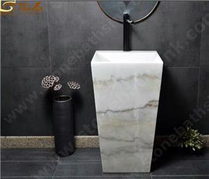Lavabo de pedestal de mármol blanco de Guangxi